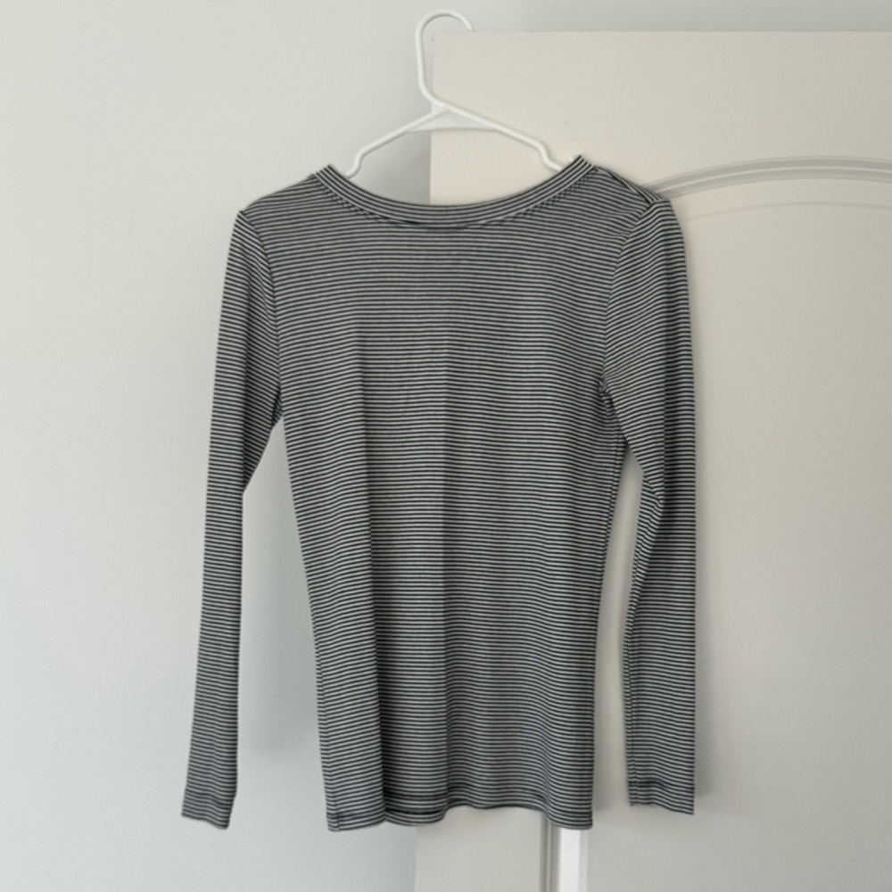 LOFT Black and White Striped Top